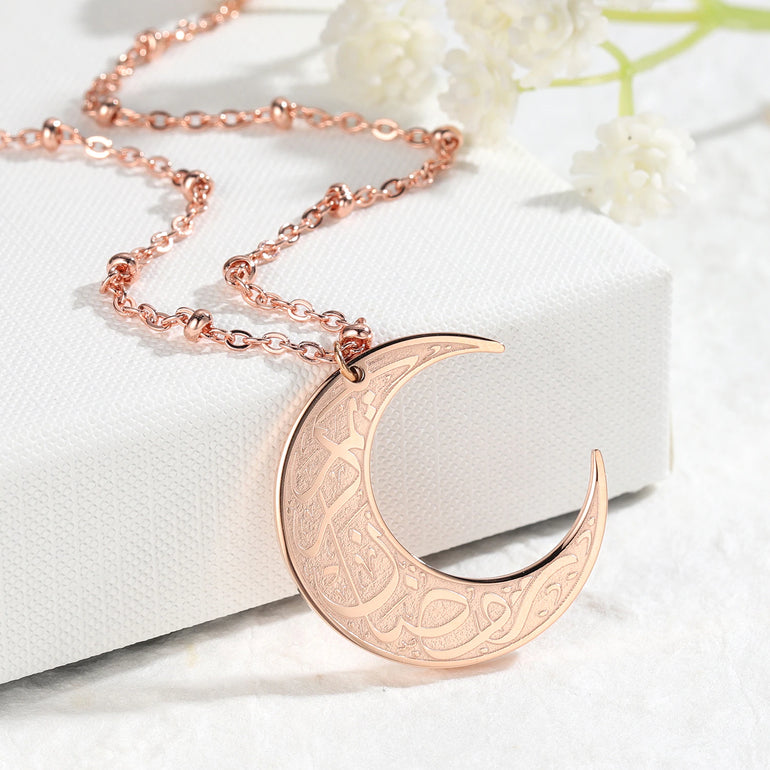 Rose gold moon necklace deals
